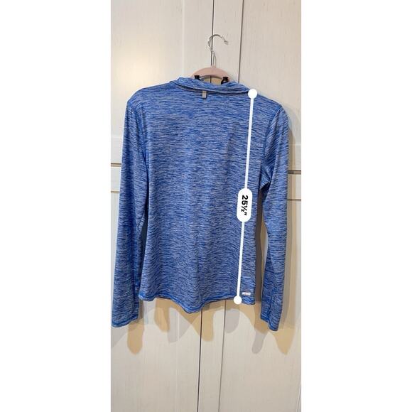 Danskin Now Semi-fitted M 8-10 1/4 Zip LS Blue Running Shirt Thumbhole Stretch - Picture 7 of 9